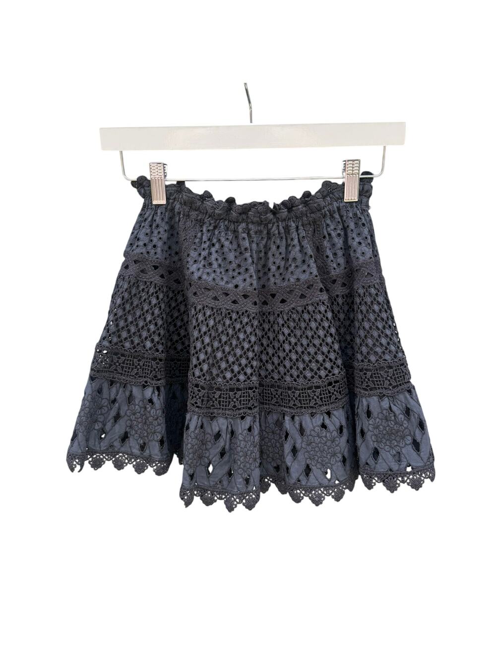 TEMPTATION POSITANO Black Eyelet Mini Skirt Small S